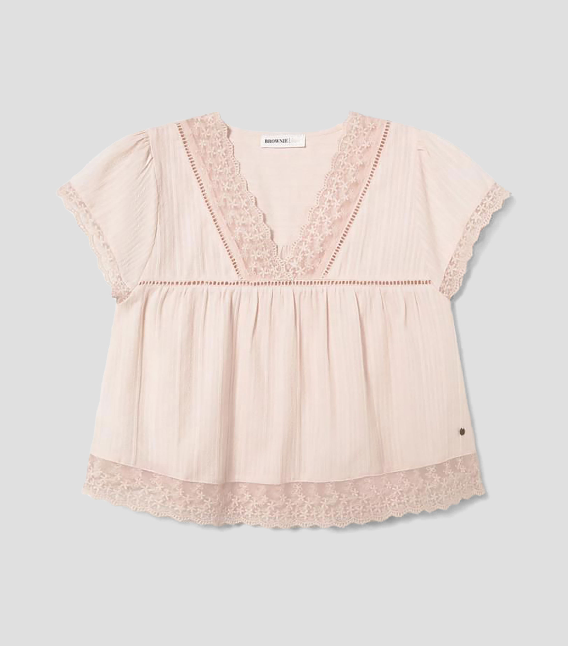 Blusa lisa manga corta Mujer